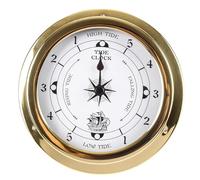 YHJLZNA Ensemble De Stations Météorologiques,Baromètre De Haute Précision,Horloge,Thermomètre,Hygromètre,Horloge De Marée,Boîtier En Laiton,Accessoire Marin De 145 Mm,Adapté (Color:Horloge des marées)
