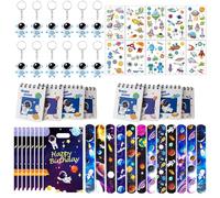 Yhjxly - Lot de 62 petits cadeaux d'anniversaire pour enfants, Astronautes, Décoration Espace, Sacs Cadeaux, Porte-Clés, Autocollants, Cahier, Party Favor