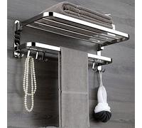YHJZSM Étagère de Bain Pliable et Mobile en Acier Inoxydable, Support de Serviette de Bain Poli, étagère de Rangement, Crochet, Accessoires
