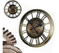 YHJZSM Horloge Murale mécanique à Engrenages Mobiles, Horloge Murale Vintage Steampunk Industrielle avec Chiffres Romains, Grande Horloge Murale en métal pour la décoration du Salon, Pas