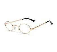 YHKF Lunettes De Vue Vintage Hommes Minuscules Ovales en Métal Rétro Lunettes Cadre Femmes Petite Décoration Ronde Accessoires-Or
