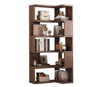 YHKJLYH Bibliothèque d'angle Haute, bibliothèque en L à 5/6/7 étagères, étagères de Rangement en Bois, étagère d'exposition Moderne pour Salon, Chambre, Cuisine, Bureau à Domicile
