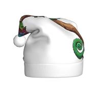 YHLKLWKSZC Chapeau de Noël imprimé caméléon Listen Music - Chapeau de Père Noël pour adultes - Unisexe