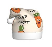 YHLKLWKSZC Chapeau de Noël imprimé carotte Happy Carotte Chapeau de Père Noël pour adultes Unisexe Casquette de vacances de Noël