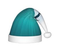 YHLKLWKSZC Chapeau de Noël imprimé drôle de dauphin qui vous regarde, chapeau de Père Noël, chapeau de vacances, bonnet de Noël, doux et confortable 1 pièce