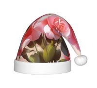YHLKLWKSZC Chapeau de Noël imprimé fleur de rose chapeau de Père Noël chapeau de vacances bonnet de Noël doux et confortable 1pc