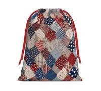 Yhlklwkszc Drapeaux Patchwork Sacs cadeaux de Noël 3 tailles avec cordon de serrage Sacs cadeaux pour les vacances, les anniversaires et les fêtes de mariage
