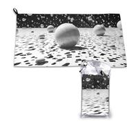 YHLKLWKSZC Ensemble de serviettes de bain, serviettes de plage imprimées boules noires et blanches, serviettes de bain en microfibre à séchage rapide, serviettes de bain de voyage légères et compactes