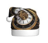 YHLKLWKSZC Gears Clock Bronze Century Printed Christmas Hat Santa Hat For Adults Unisex Holiday Christmas Cap