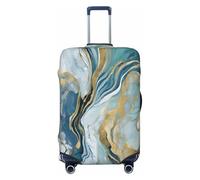 YHLKLWKSZC Housses de bagage pour valise, azurite, bleu sarcelle et feuille d'or à motif marbré à l'huile, housse de valise, housse de protection élastique de 45,7 à 81,3 cm, noir, Medium, Tendance