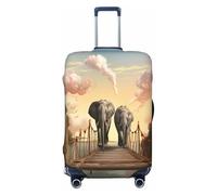 YHLKLWKSZC Housses de bagage pour valise, motif éléphant sur un pont, housse de valise élastique, 45,7 à 81,3 cm, Noir/blanc, Large, tendance.