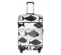 YHLKLWKSZC Housses de bagage pour valise, motif tortue ethnique, imprimé rayé, couverture de valise, housse de protection élastique pour valise, 45,7 à 81,3 cm, Noir/blanc, Small, tendance.