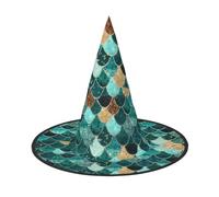 YHLKLWKSZC Petit chapeau de sorcière d'Halloween pour femme - Léger et pliable avec imprimé écailles de poisson pour garçons et filles - Chapeau d'Halloween pour cosplay, décorations de fête