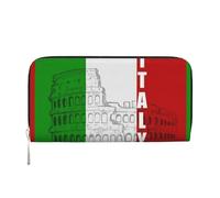 YHLKLWKSZC Portefeuille pour téléphone intelligent avec imprimé drapeau italien du Colisée romain pour femme avec fermeture éclair - Sac à main de voyage multifonction pour argent liquide