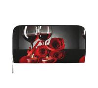 YHLKLWKSZC Portefeuille pour téléphone intelligent avec imprimé rose vin rouge et bougie pour femme avec fermeture éclair