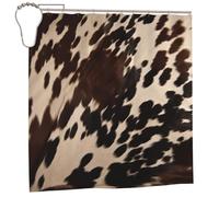 YHLKLWKSZC Rideau de douche 183 x 183 cm imprimé peau de vache marron pour salle de bain en tissu polyester et plastique avec 12 crochets