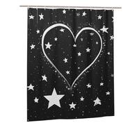 YHLKLWKSZC Rideau de douche en polyester et plastique avec 12 crochets Motif étoiles filantes et cœurs 152 x 183 cm