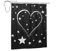 YHLKLWKSZC Rideau de douche en polyester et plastique avec 12 crochets Motif étoiles filantes et cœurs 152 x 183 cm