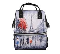 YHLKLWKSZC Sac à dos à langer pour maman - Motif Paris City Tree Eiffel Tower Art Print - Grande capacité - Sac à dos de maternité multifonction - Impression 3D - Cadeau pour la fête des mères