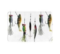 YHLKLWKSZC Tapis de bienvenue, différents types d'appâts de pêche imprimés mignons tapis de porte pour entrée, chambre, salle de bain, cuisine, 61 x 40,6 cm