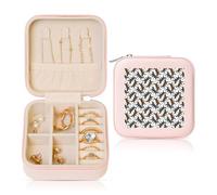 YHLKLWKSZC Trotting Mini boîte à bijoux de voyage en cuir PU avec revêtement plat Motif empreintes de pattes Pour femme et fille