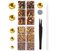 YHMQ DU 6616 pierres précieuses en verre cristal strass réparation thermique jaune doré avec pince à épiler et stylo de ramassage (ensemble SS6-SS30)
