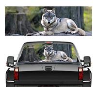YHMX Voiture arrière-Pare-Pare-Pare-Pare-Pare-Brise Arctique Loup Graphique Graphique Graphique Vinyle décalque perforée Voir à Travers pour Camion de Camion SUV,58x18 inch