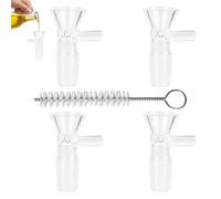 YHNDECO 4 pièces tête de Bong,18.8mm, Entonnoir en Verre, Accessoires pour Bong avec Brosse de Nettoyage, pour Bong Pipe à Eau Bong en Verre