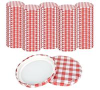 YHNDECO Lot de 100 Couvercles à Visser, Couvercle Pot Confiture 82mm, Carreaux Rouge/Blanc, Couvercles pour Pots de Confiture, Bouchons à Vis pour Bocaux de 230/350/435 ml (100, Rot-Weiß Kariert)