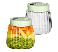 YHNDECO Lot de 2 bocaux de fermentation de 1 l avec couvercle à visser, récipient Kimchi avec 2 ouvertures d'aération pour confiture, conserve, conserve, fermentation maison