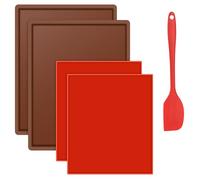 YHNDECO Lot de 4 tapis de cuisson en silicone avec bord, plateaux de déshydratation en silicone avec grattoir, tapis en cuir de fruit, tapis de cuisson Swiss Roll antiadhésif, film de déshydratation
