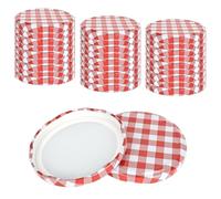 YHNDECO Lot de 50 Couvercles à Visser, Couvercle Pot Confiture 82mm, Carreaux Rouge/Blanc, Couvercles pour Pots de Confiture, Bouchons à Vis pour Bocaux de 230/350/435 ml/565 ml