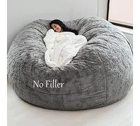 YHNMK Housse Pouf Rond Extensible Sac Haricot Paresseux(Non Remplissage) Geant Housse De Pouf Fourrure XXL Exterieur Fauteuils Poire Housse Facile à DéMonter Et Lavable, 6FT 150X75cm