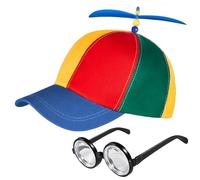 YHNMMNO Bonnet d'hélice coloré, casquette d'hélicoptère, casquette de baseball avec lunettes idiots pour adultes et enfants, bonnet d'hélice pour carnaval, fête à thème, fête, cosplay, taille réglable
