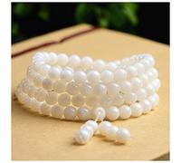 YHNNH, 108 perles de coquillage blanc naturel, collier, chapelet de Bouddha, perles for yoga, prière, méditation (couleur : blanc, taille : 6 mois)(Wit)
