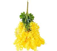 YHNNH 12pcs Flowers Garland SilkRattan Long String Home Outdoor Wedding Party Decor(Yellow)