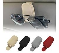 YHNNH 2 Pièces Porte Lunettes, pour Kia Ceed SW Station Wagon CD 2019 2020 2021 2022 2023 2024 Magnétique Cuir Support Lunettes Voiture, Clip Support Lunettes Soleil Voiture Pare-Soleil,A/Beige