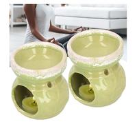 YHNNH Diffuseur d'huiles essentielles 2 pièces, brûleur en céramique, Lampe à Parfum en céramique, Four de poêle d'aromathérapie décoratifJYRS(Grün)