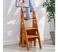 YHNNH, Escabeaux pliants Tabouret d'échelle en Bois, Escalade Pliable 4 marches Tabouret Multifonction étapes étagères d'affichage