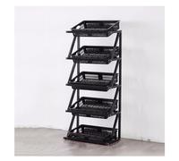 YHNNH, Étagère de marché à 4/5 Niveaux, présentoir de Fruits et légumes de supermarché, Support de Stockage de Nourriture for Chips de Pommes de Terre de Cuisine(Black,65x35x150cm)
