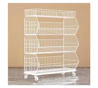 YHNNH, Étagères de supermarché de Grande capacité à 4/5 Niveaux, présentoir Commercial sur Pied Blanc avec Roues à 360 °, utilisé comme étagère de Garde-Manger(White 4 Tier,L(90cm/35in))
