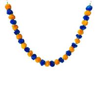 YHNNH Garland with зo Flowers, for Diwali Home DIY Wreath Garland Craft Decor Wedding Party(Orange Blue,5pcs)