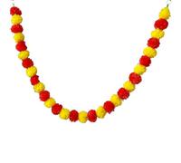YHNNH Garland with зo Flowers, for Diwali Home DIY Wreath Garland Craft Decor Wedding Party(Red Yellow,1pcs)