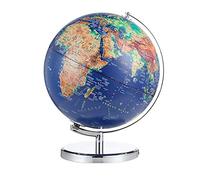 YHNNH, Globe terrestre 3D en relief avec lumières, carte du monde, décoration de table, commandes chinoises et anglaises, bleu foncé, 30 cm