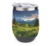 YHNNH Gobelet isotherme réutilisable sans pied en acier inoxydable de 355 ml avec couvercle, motif Springtime in The Mountains, pour vin, café, voyage personnalisé