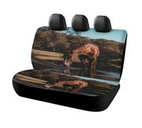 YHNNH Housse de siège arrière de voiture, motif « The Horse Is Drinking » en polyester élastique lavable universel décoratif pour banquette arrière de voiture compatible avec la plupart des voitures