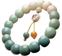 YHNNH, Les bracelets à cercle unique de racine de Bodhi verte, perles de Bouddha, peuvent apporter chance, richesse et santé, adaptés aux hommes et aux femmes (Couleur : Wit)(Wit)