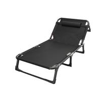 YHNNH lit de Camping, Ménage, Bureau Simple, Sieste Adulte, Marche, Petit lit d'extérieur, Chaise Longue d'accompagnement, inclinable(Black,Small)