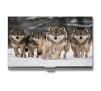 YHNNH Lot de loups - Porte-cartes de visite fin en alliage d'aluminium pour homme et femme, accessoires de bureau avec boucle de verrouillage