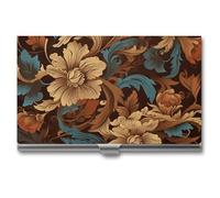 YHNNH Lot de porte-cartes de visite ornés de fleurs pour homme et femme, porte-cartes de visite fin en alliage d'aluminium, organiseur de porte-monnaie, accessoires de bureau avec boucle de